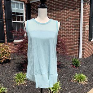 Vince Camuto Mixed Media Crew Neck Tank Top